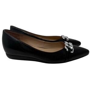 27 Edit Naturalizer Katalie Black Chain Pointed Toe Wedge Pumps 7M